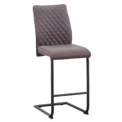 Skelby Faux Leather Bar Stool - Elephant Grey