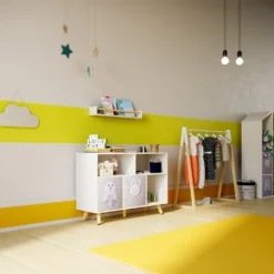 Kids Storage Rail Bookshelf - White & Natural -Furniture Series 13277681 8734928016632247