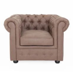 Chesterfield Faux Leather Armchair - Tan -Furniture Series 13514410 4174961771175333