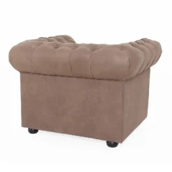 Chesterfield Faux Leather Armchair - Tan -Furniture Series 13514410 7794961771223147