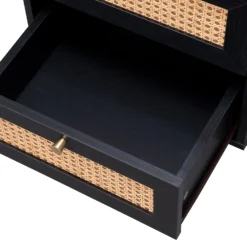 Kubu Rattan 2 Drawer Side Table - Black -Furniture Series 13633731 9394974471800157