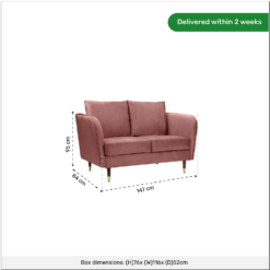 Cosmo Velvet 2 Seater Sofa In A Box - Rose Pink -Furniture Series 13646013 1785007639562713