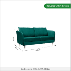 Cosmo Velvet 3 Seater Sofa In A Box - Emerald -Furniture Series 13646014 1545007639476076