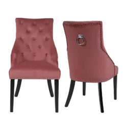 Annabelle Velvet Chairs - Set Of 2 - Rose