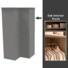 House Beautiful Realm Fitted Look Corner Wardrobe, Oak Effect Carcass - Grey Shaker Doors (W) 1103mm X (H) 2256mm