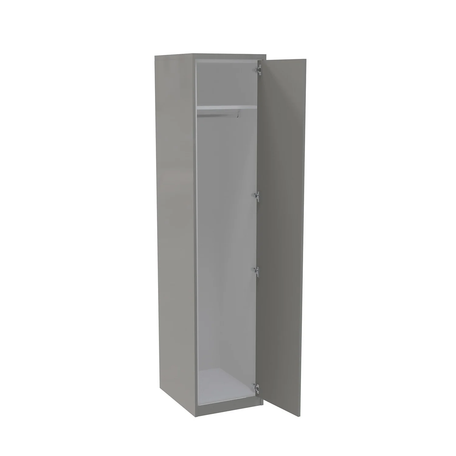 House Beautiful Honest Fitted Look Single Wardrobe, White Carcass - Gloss Grey Slab Door (W) 490mm X (H) 2226mm 2 House Beautiful Honest Fitted Look Single Wardrobe, White Carcass - Gloss Grey Slab Door (W) 490mm X (H) 2226mm - Image 2