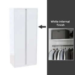 House Beautiful Escape Fitted Look Double Wardrobe, White Carcass - Gloss White Handleless Doors (W) 940mm X (H) 2226mm