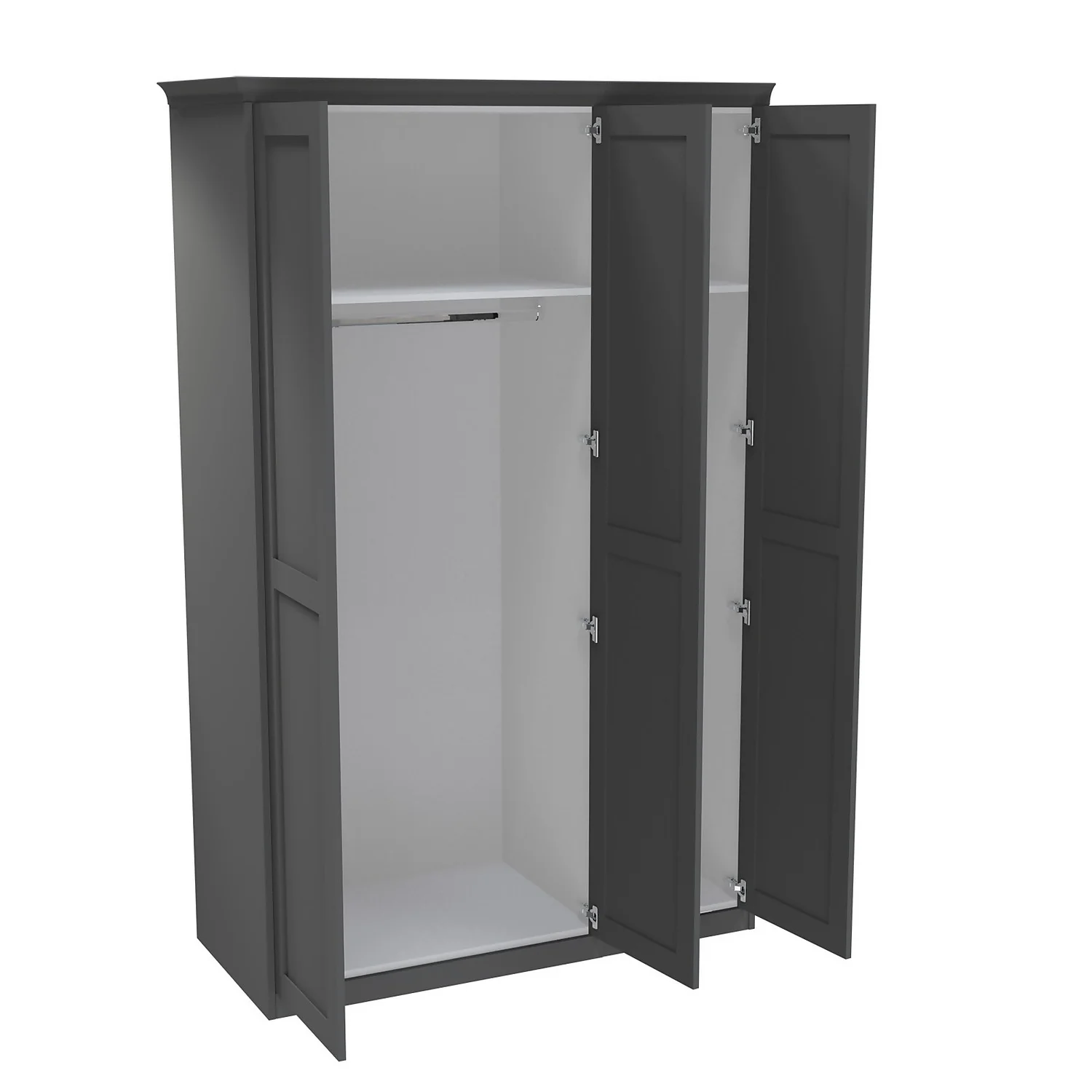 House Beautiful Realm Fitted Look Triple Wardrobe, White Carcass - Carbon Grey Shaker Doors (W) 1451mm X (H) 2256mm 3 House Beautiful Realm Fitted Look Triple Wardrobe, White Carcass - Carbon Grey Shaker Doors (W) 1451mm X (H) 2256mm - Image 3