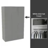 House Beautiful Honest Fitted Look Triple Wardrobe, White Carcass - Gloss Grey Slab Doors (W) 1390mm X (H) 2226mm