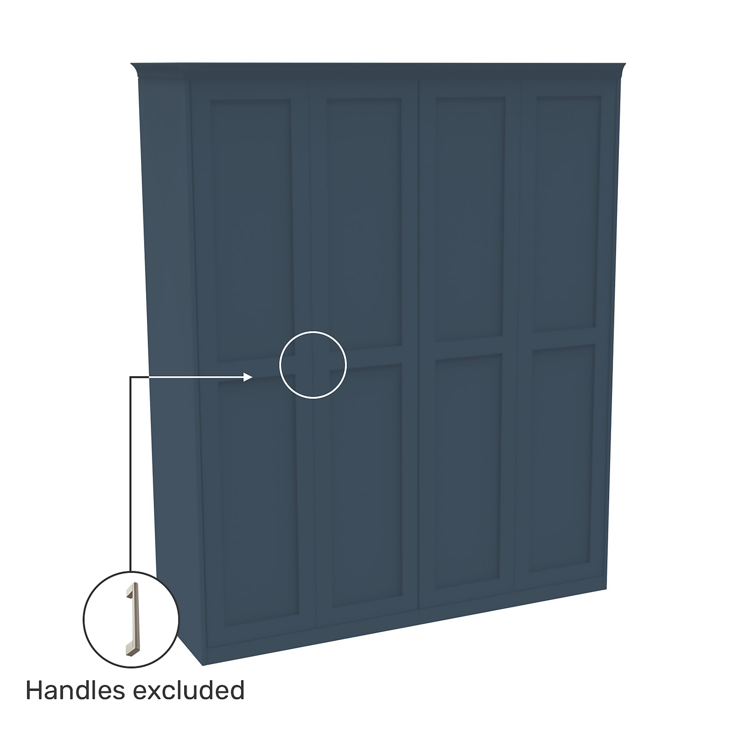 House Beautiful Realm Fitted Look Quad Wardrobe, White Carcass - Navy Blue Shaker Doors (W) 1901mm X (H) 2256mm 3 House Beautiful Realm Fitted Look Quad Wardrobe, White Carcass - Navy Blue Shaker Doors (W) 1901mm X (H) 2256mm - Image 3