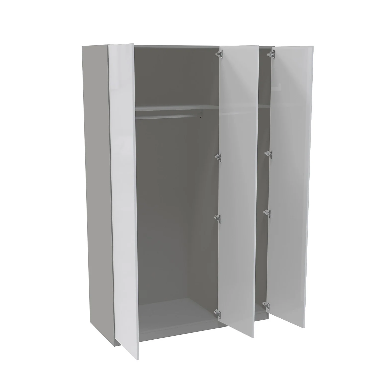 House Beautiful Escape Triple Wardrobe, Grey Carcass - Gloss White Handleless Doors (W) 1350mm X (H) 2196mm 2 House Beautiful Escape Triple Wardrobe, Grey Carcass - Gloss White Handleless Doors (W) 1350mm X (H) 2196mm - Image 2