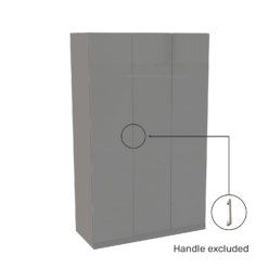 House Beautiful Honest Triple Wardrobe, Grey Carcass - Gloss Grey Slab Doors (W) 1350mm X (H) 2196mm -Furniture Series 13999933 3115005576455570