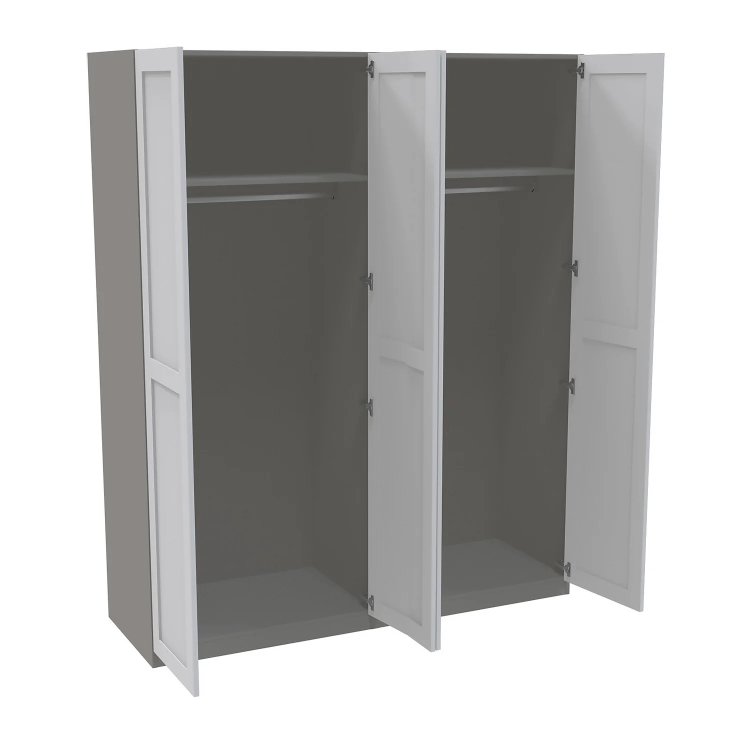 House Beautiful Realm Quad Wardrobe, Grey Carcass - White Shaker Doors (W) 1800mm X (H) 2196mm 2 House Beautiful Realm Quad Wardrobe, Grey Carcass - White Shaker Doors (W) 1800mm X (H) 2196mm - Image 2