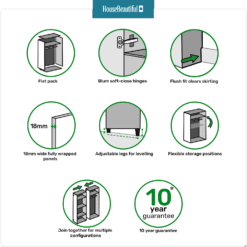 House Beautiful Honest Fitted Look Single Wardrobe, Grey Carcass - Gloss Grey Slab Door (W) 490mm X (H) 2226mm -Furniture Series 13999956 1135007138584904