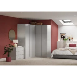 House Beautiful Escape Fitted Look Double Wardrobe, Grey Carcass - Gloss Grey Handleless Doors (W) 940mm X (H) 2226mm -Furniture Series 13999963 7675005572657192