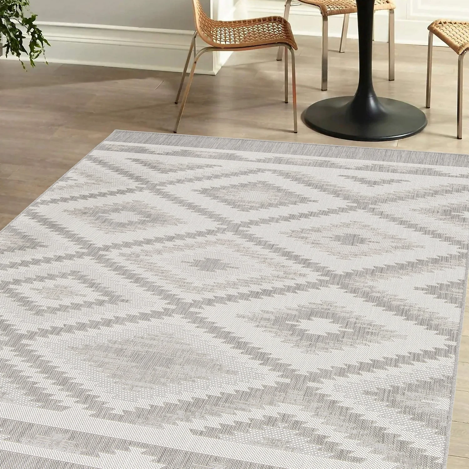 Recycled Diamond Rug - Grey - 160x230cm 3 Recycled Diamond Rug - Grey - 160x230cm - Image 3