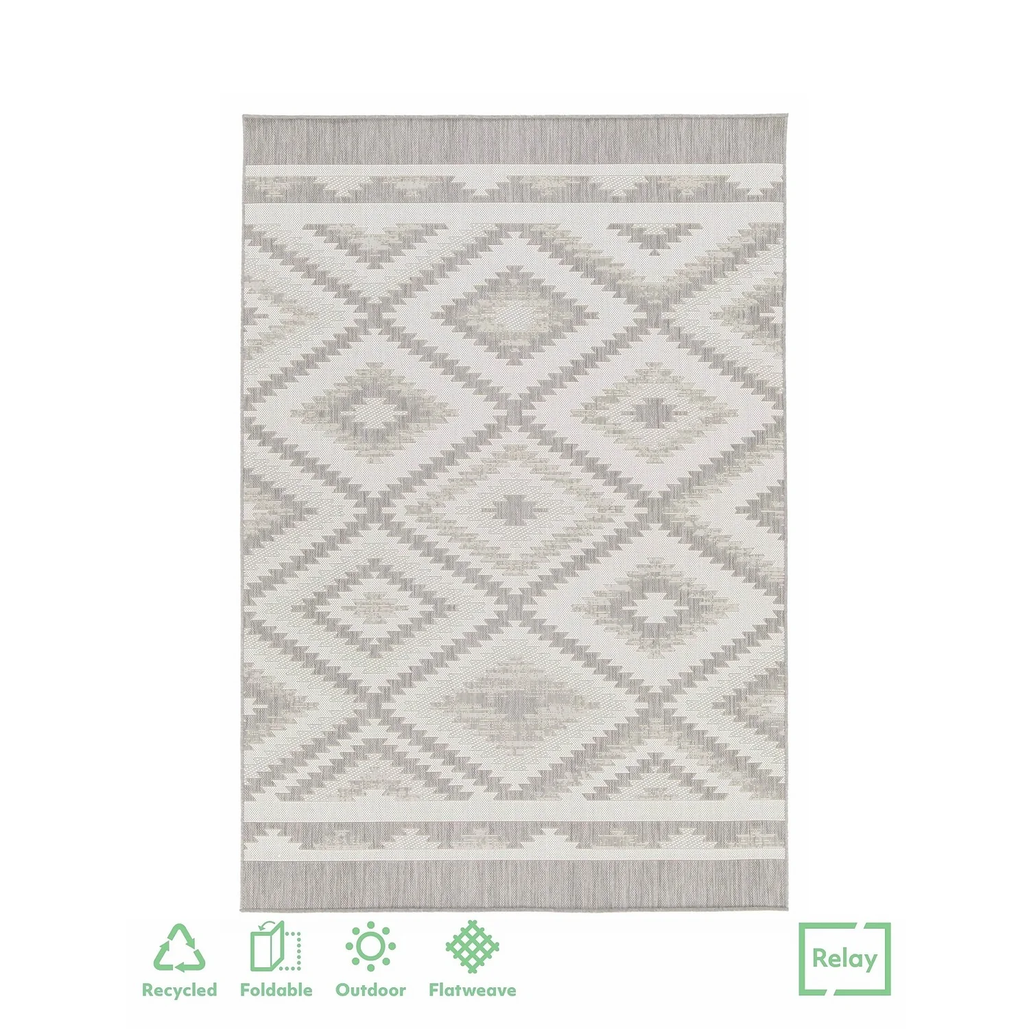 Recycled Diamond Rug - Grey - 160x230cm 1 Recycled Diamond Rug - Grey - 160x230cm