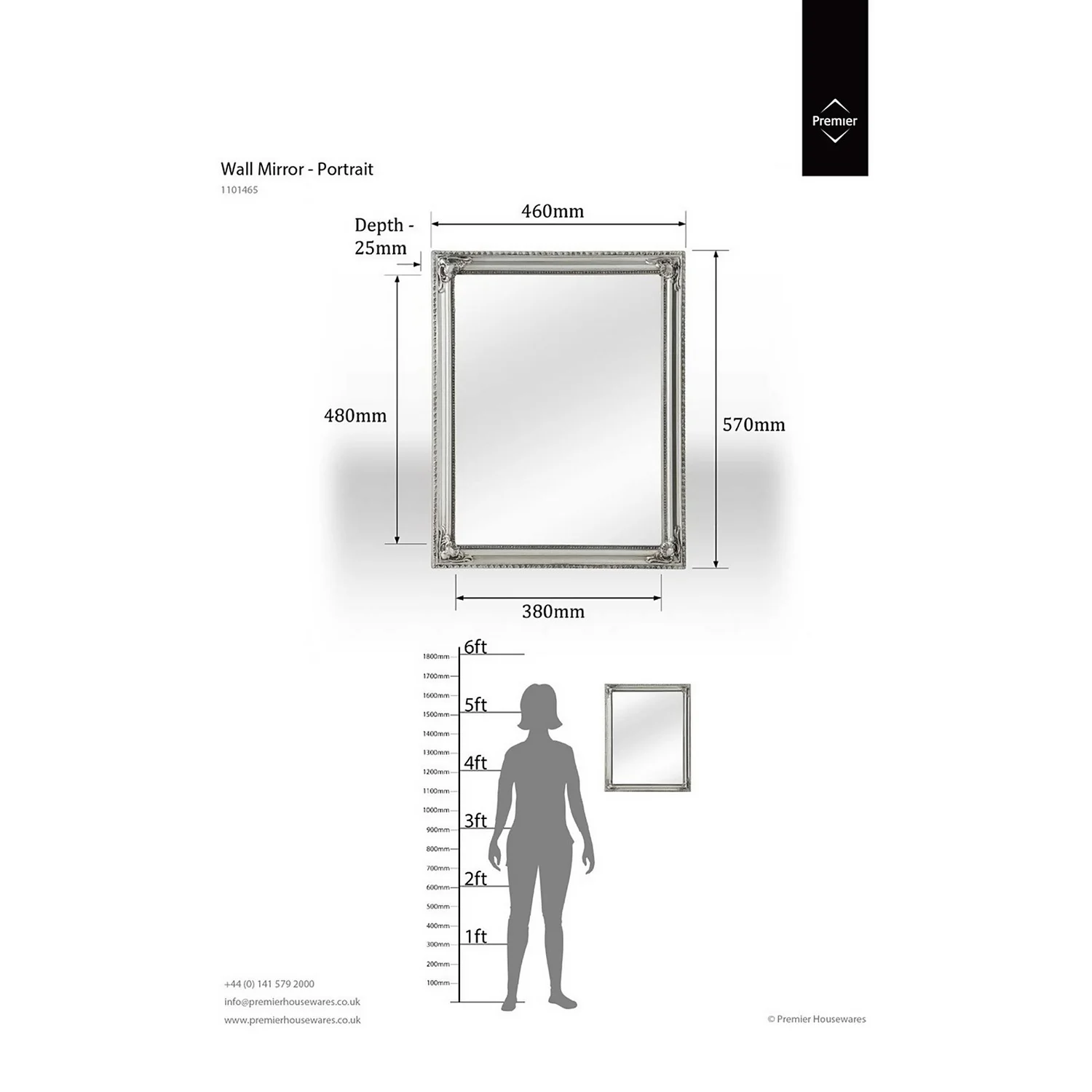Classic Wall Mirror - Silver - 46x56cm 2 Classic Wall Mirror - Silver - 46x56cm - Image 2