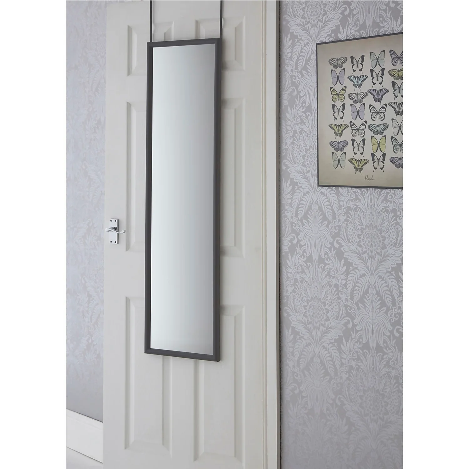 Over Door Hanging Mirror - Grey - 33.5x124cm 3 Over Door Hanging Mirror - Grey - 33.5x124cm - Image 3