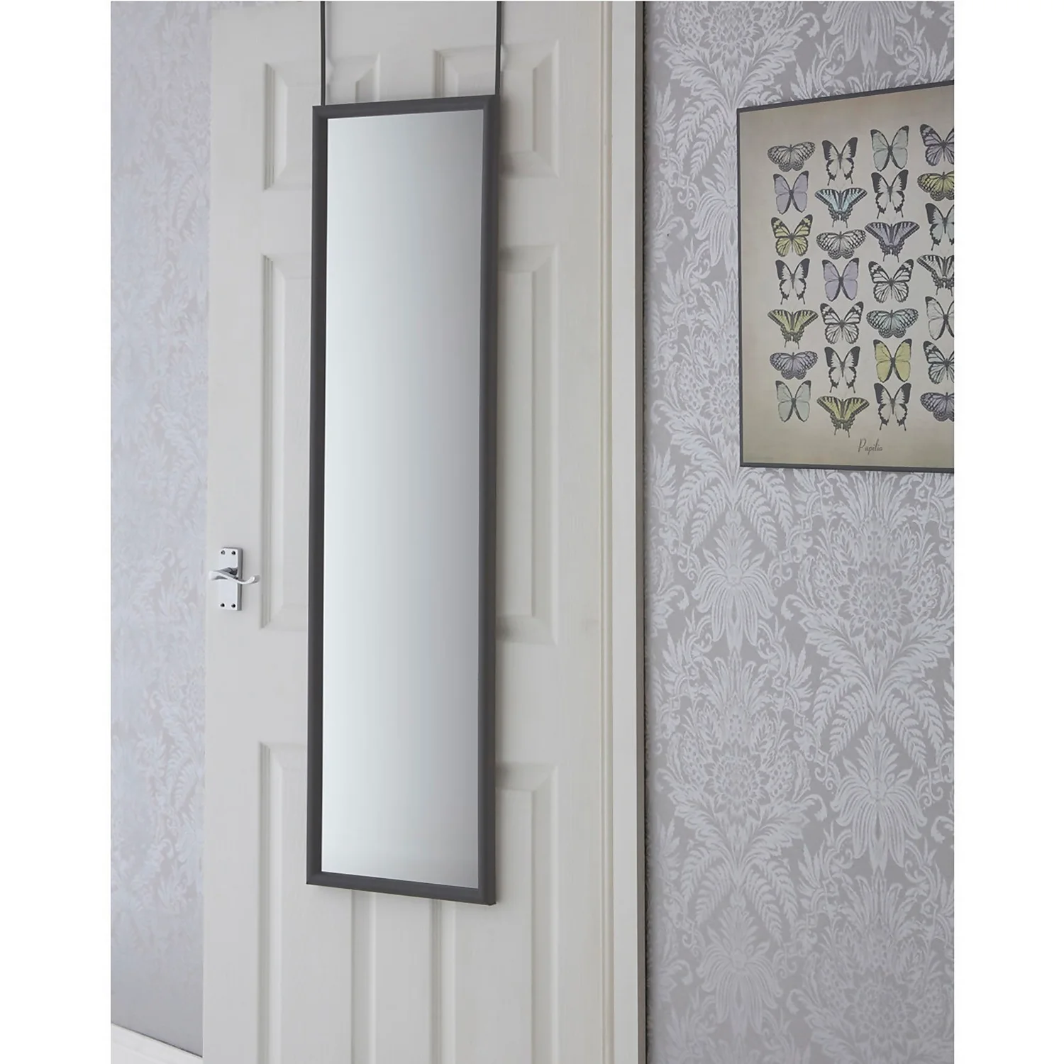 Over Door Hanging Mirror - Grey - 33.5x124cm 2 Over Door Hanging Mirror - Grey - 33.5x124cm - Image 2