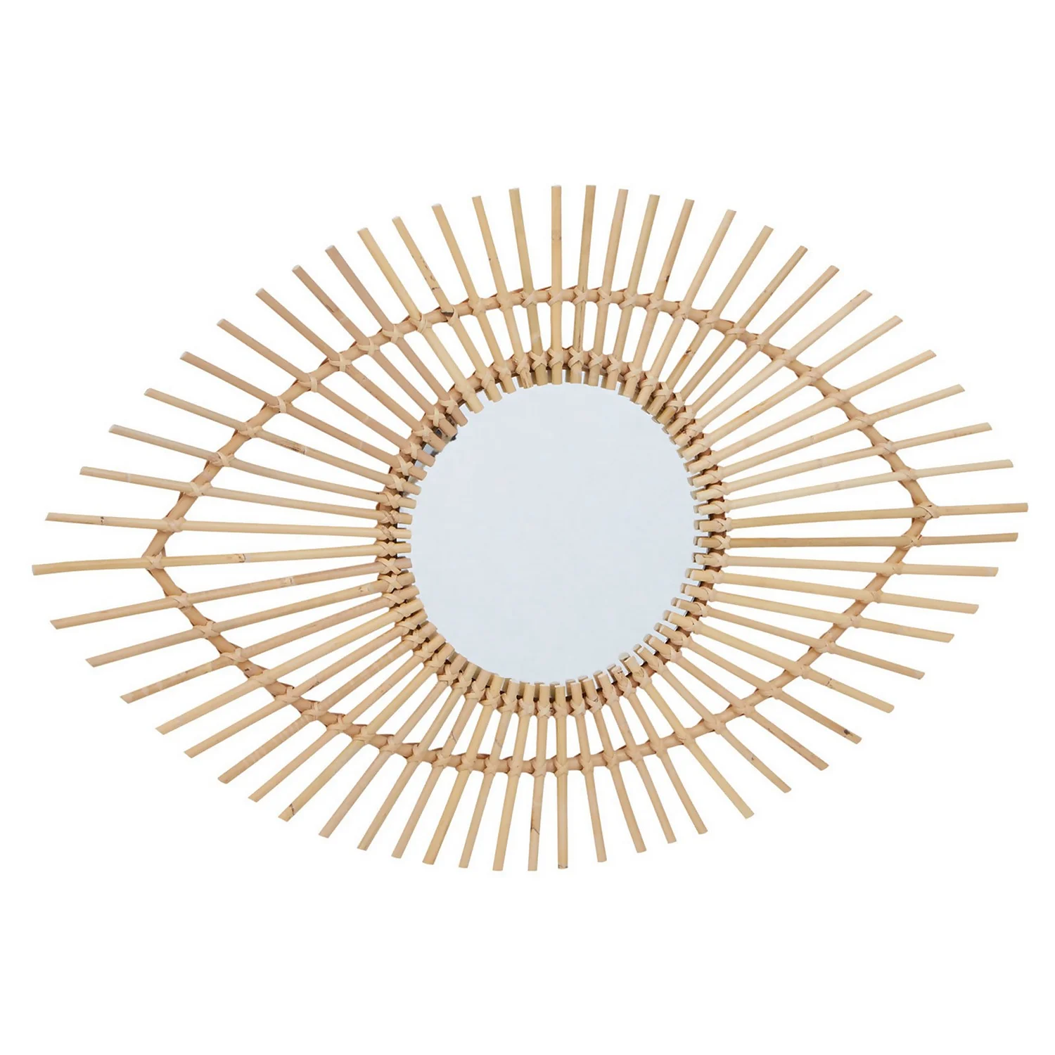 Mataram Eye Shape Rattan Wall Mirror- Natural - 83x56cm 2 Mataram Eye Shape Rattan Wall Mirror- Natural - 83x56cm - Image 2