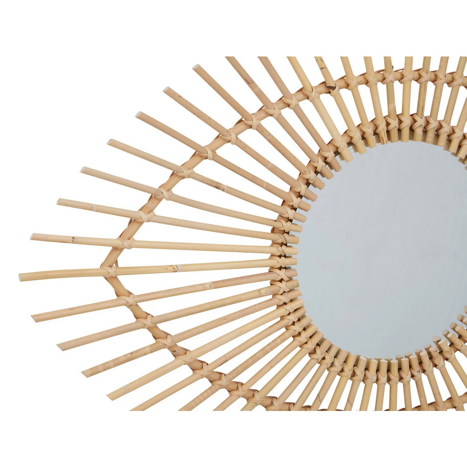 Mataram Eye Shape Rattan Wall Mirror- Natural - 83x56cm 3 Mataram Eye Shape Rattan Wall Mirror- Natural - 83x56cm - Image 3