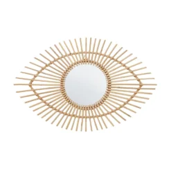 Mataram Eye Shape Rattan Wall Mirror- Natural - 83x56cm