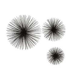 Mirano Set Of 3 Black Starburst Wall Art